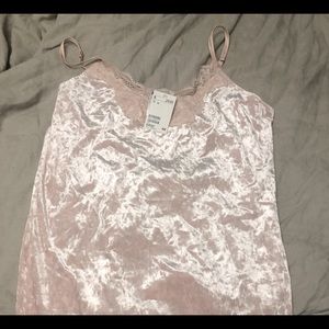 Light pink crushed velvet chemise